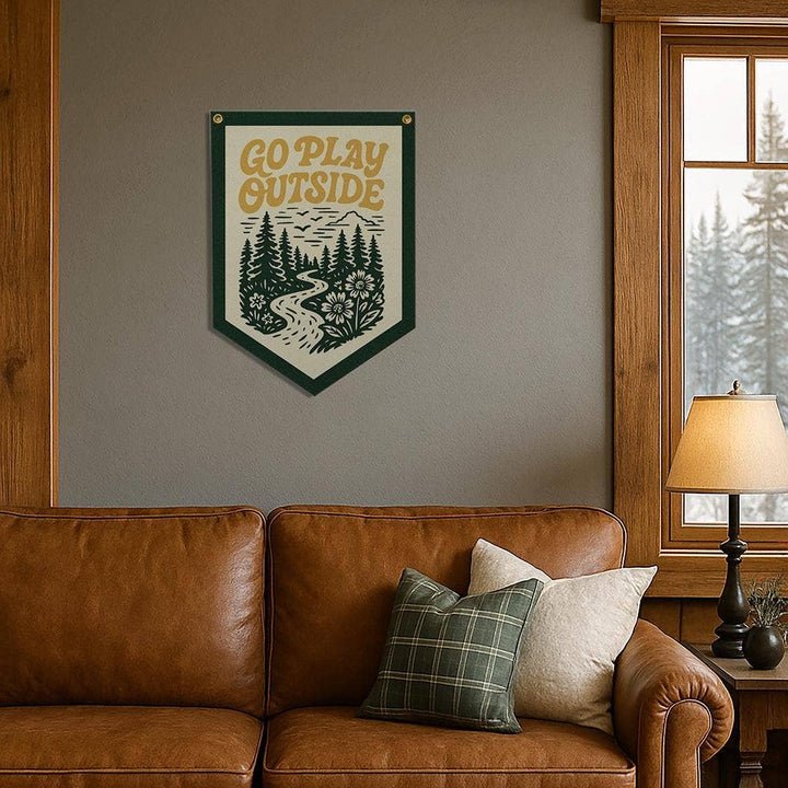 Go Play Outside Felt Camp Flag