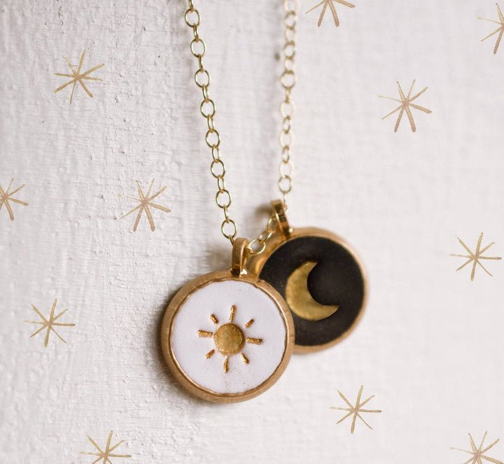 Sun + Moon Clay Necklace