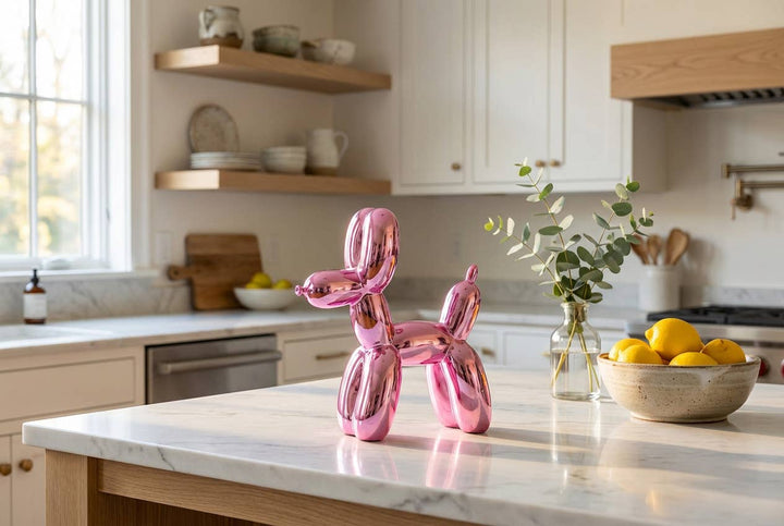 10.5" Metallic Pink Balloon Dog Sculpture
