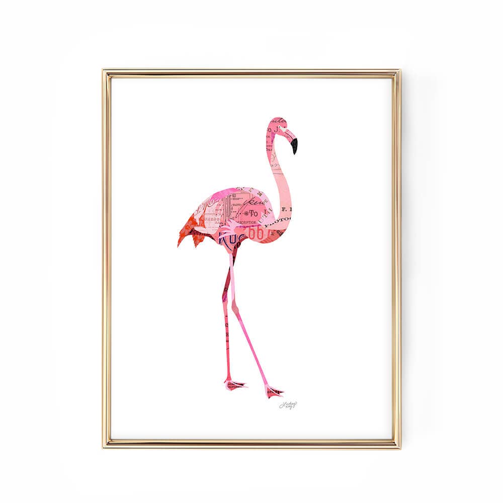 Flamingo Collage -5x7 Art Print