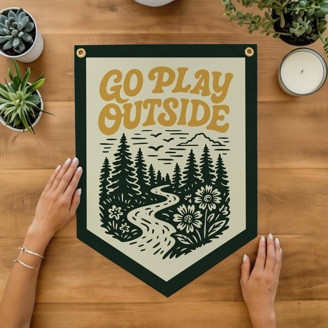 Go Play Outside Felt Camp Flag