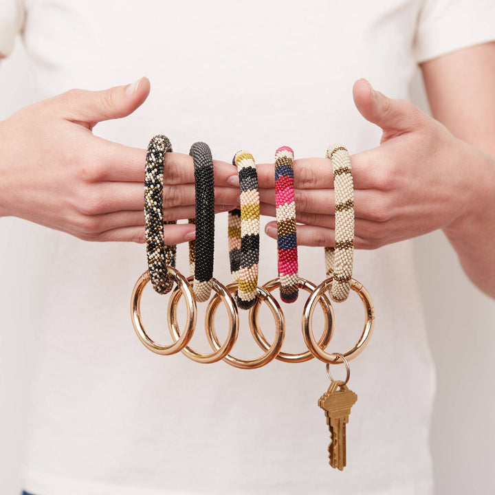 Chloe Stripe Key Ring Cream