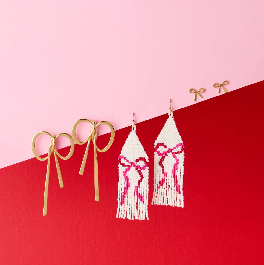 Alice Brass Mini Ribbon Bow Post Earrings 18k Gold