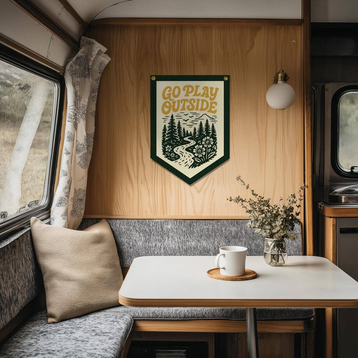 Go Play Outside Felt Camp Flag