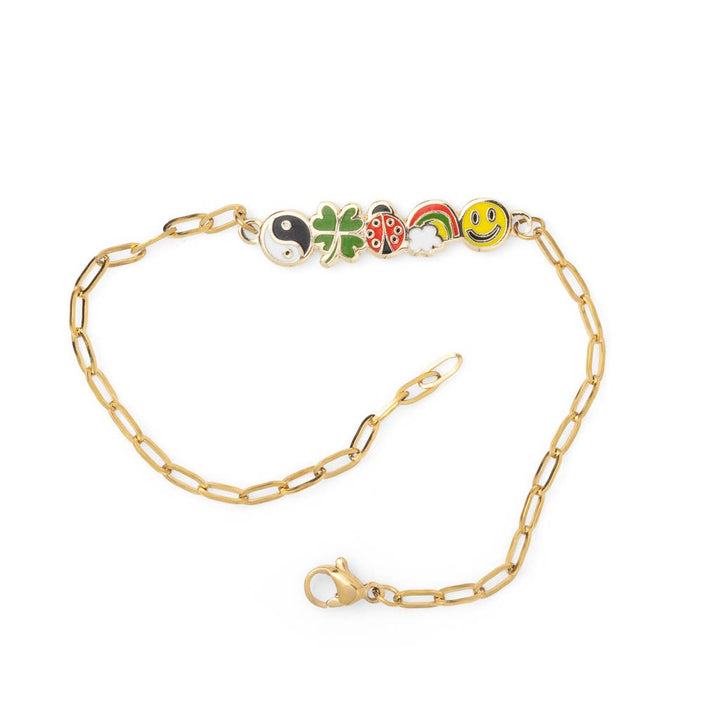 Lucky Charms Bracelet - 18k Gold Gilt Enamel Jewelry