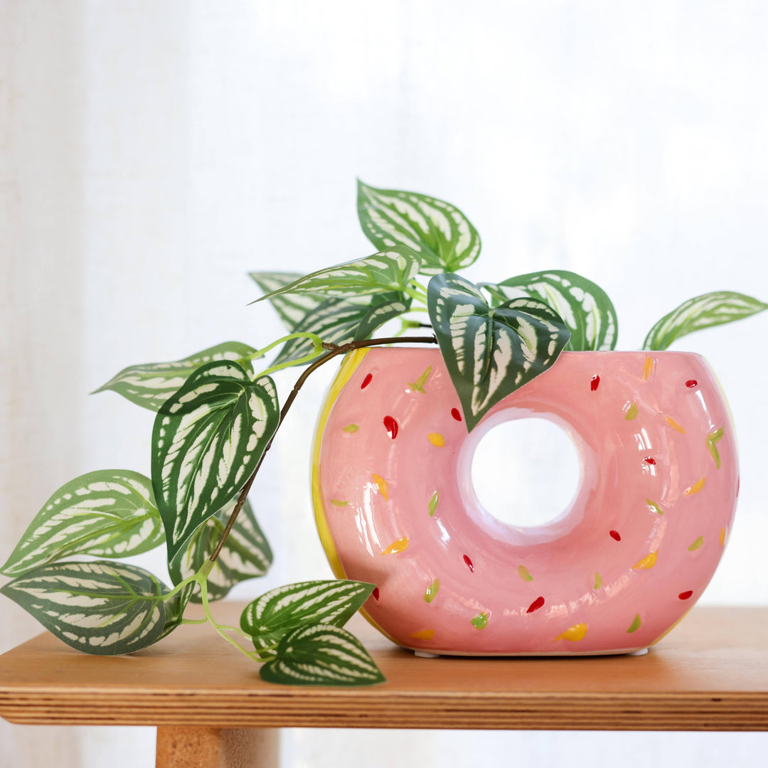 Pink Donut Ceramic Planter