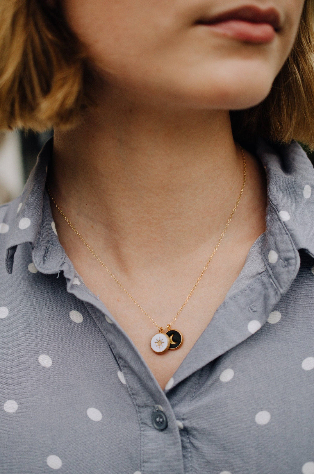 Sun + Moon Clay Necklace