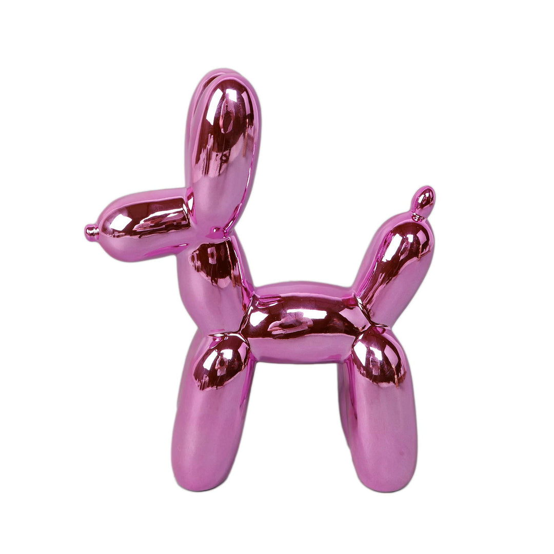 10.5" Metallic Pink Balloon Dog Sculpture