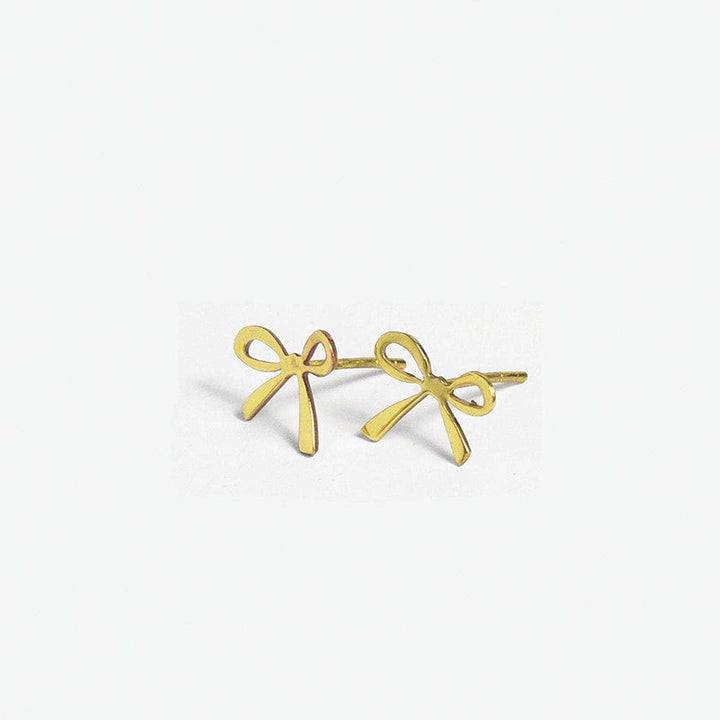 Alice Brass Mini Ribbon Bow Post Earrings 18k Gold