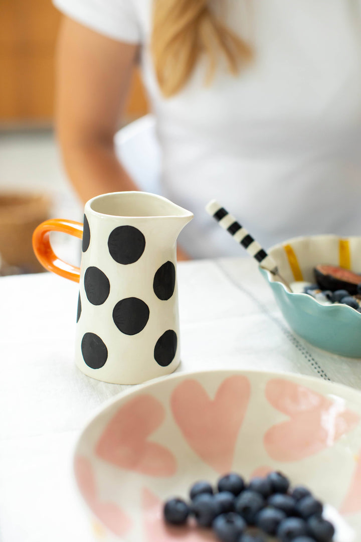 Pink Hearts/Mustard Round Shallow Bowl
