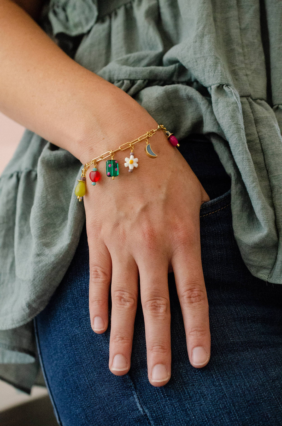 Colorful Flower Charm Bracelet