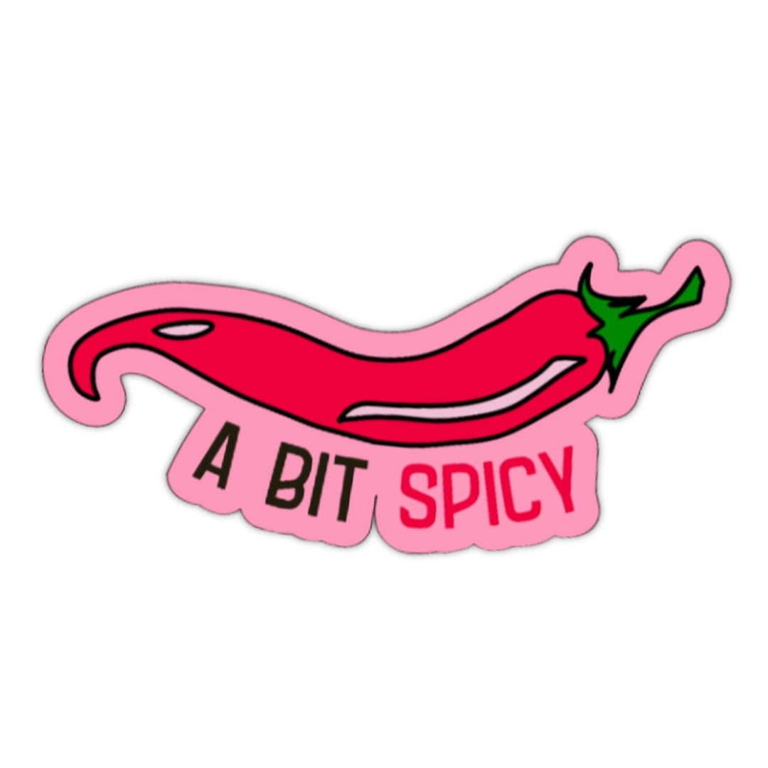 A Bit Spicy Sticker – Glossy Chili Pepper Vinyl Decal, 4.5 x 1.75 in