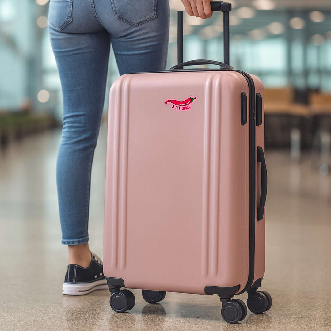 A Bit Spicy Sticker – Glossy Chili Pepper Vinyl Decal, 4.5 x 1.75 in