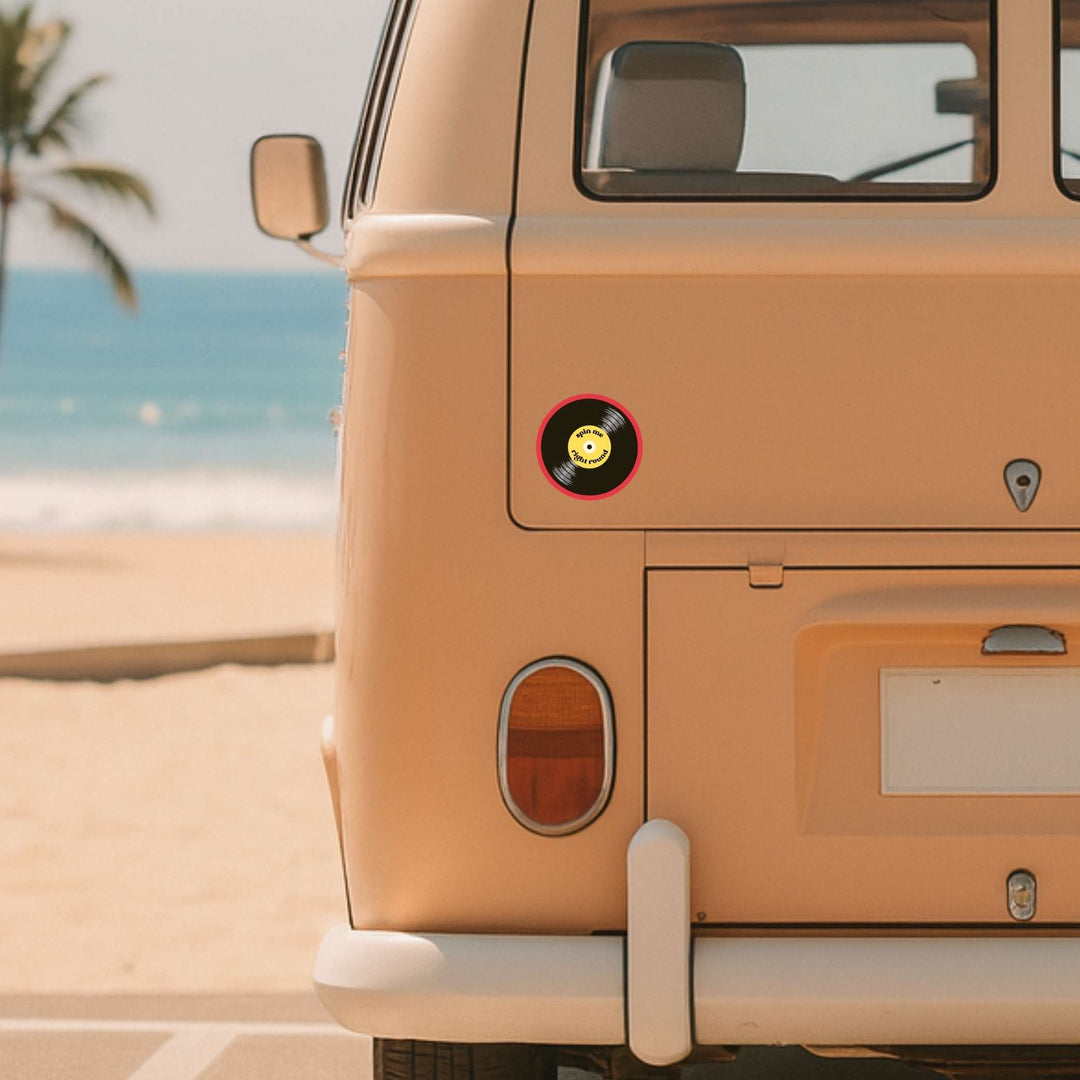 Spin Me Right Round Sticker – Retro Vinyl Record Decal, 3 x 3 in