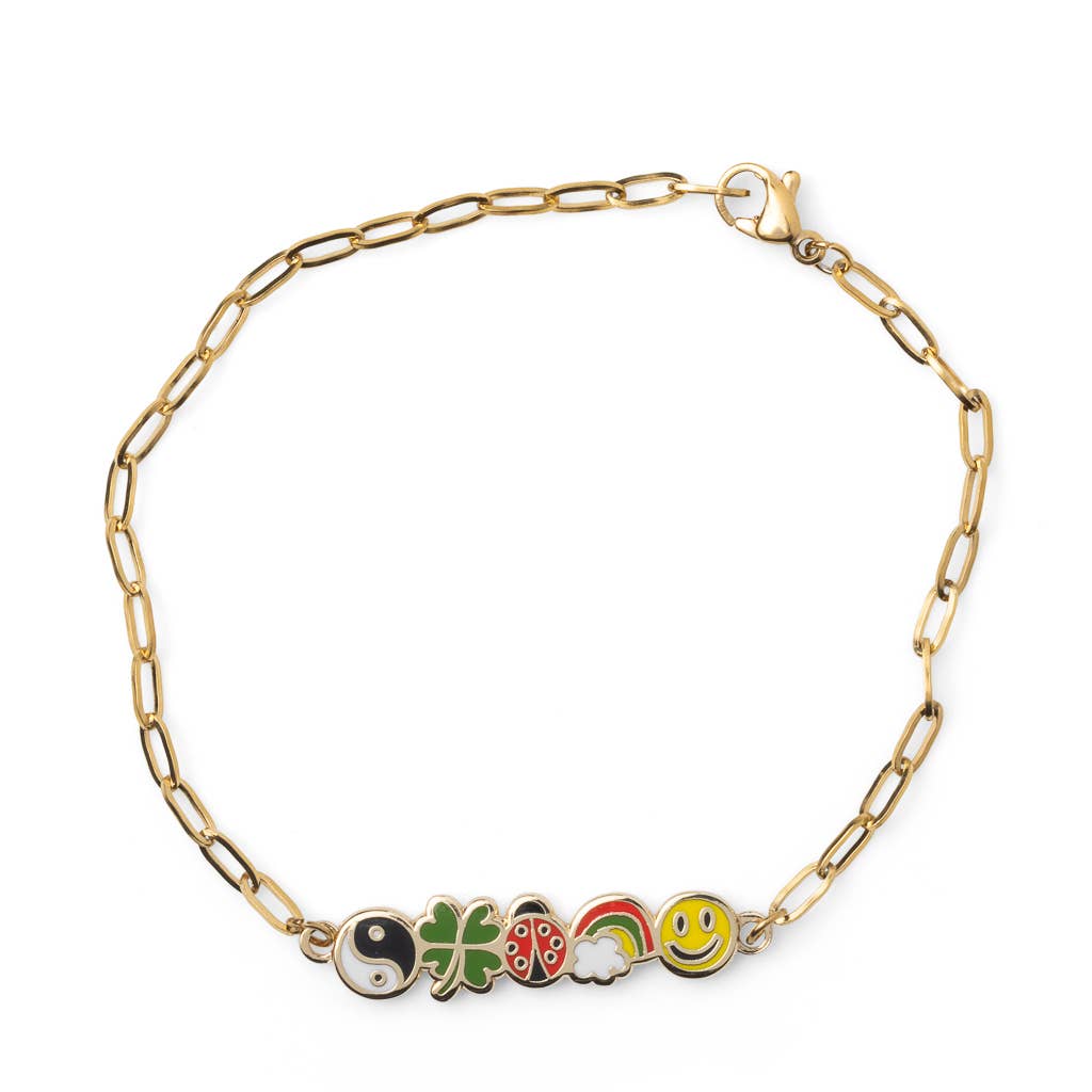 Lucky Charms Bracelet - 18k Gold Gilt Enamel Jewelry