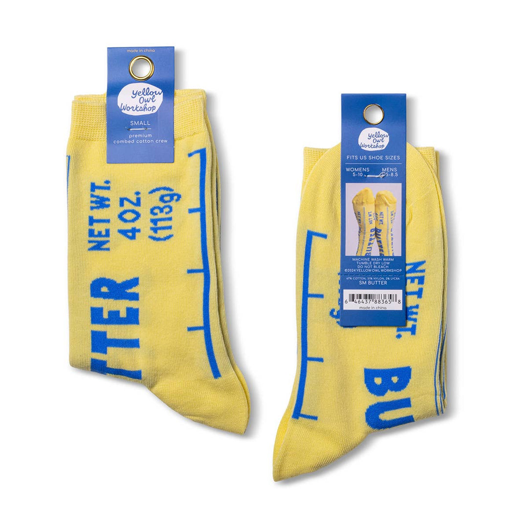 Butter Socks - Butter Foodie Gifts Small Crew Socks
