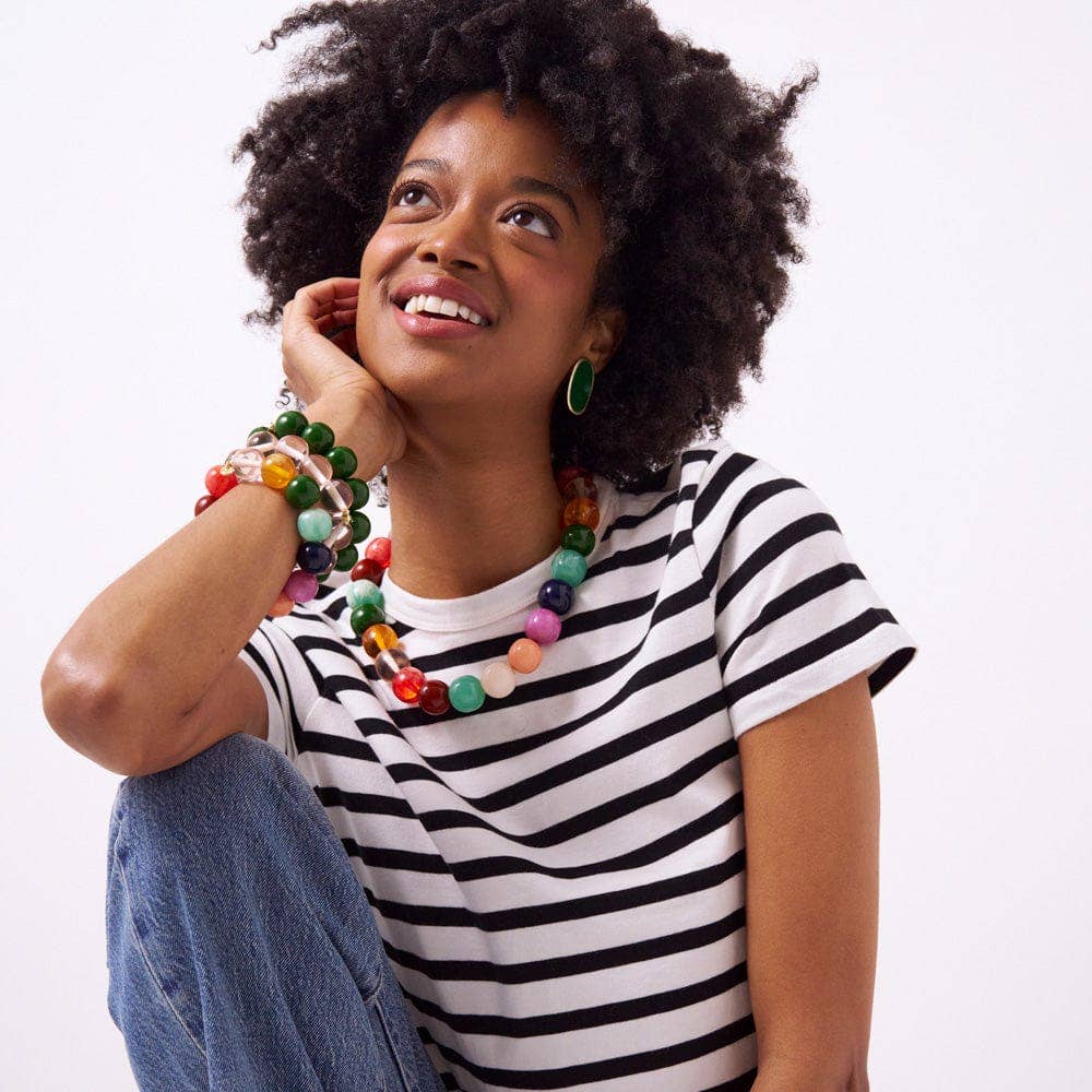 Cece Large Resin Bead Bracelet Multi