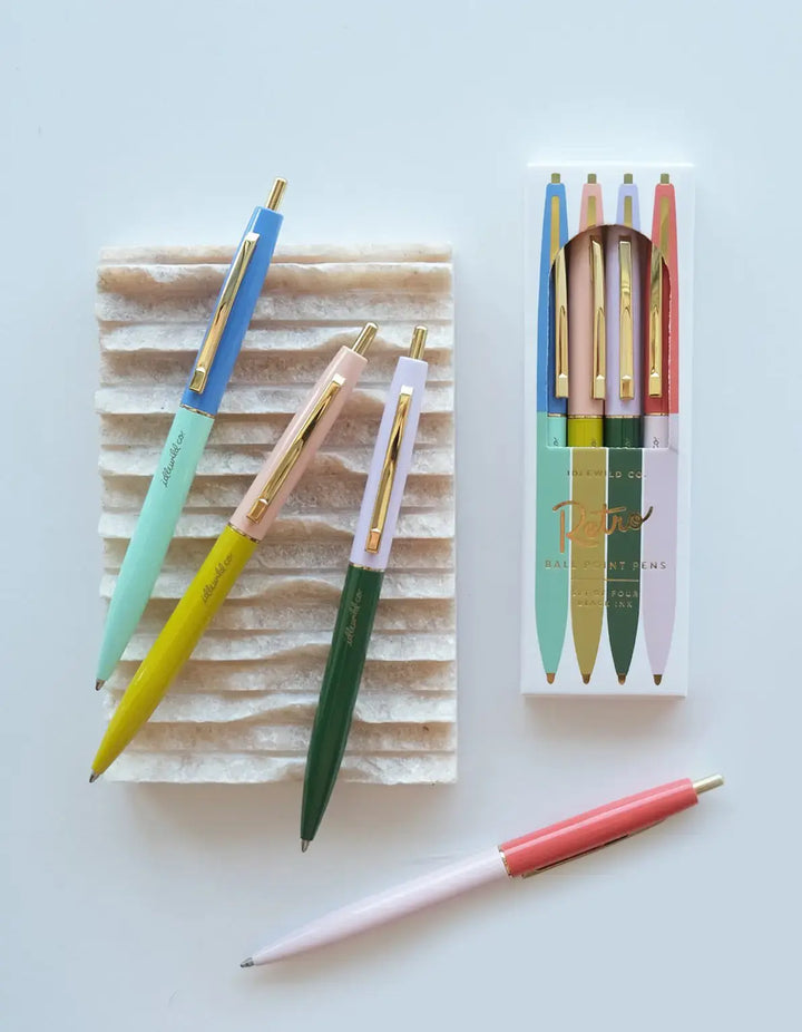 Retro Pen Set of Four | Rainbow