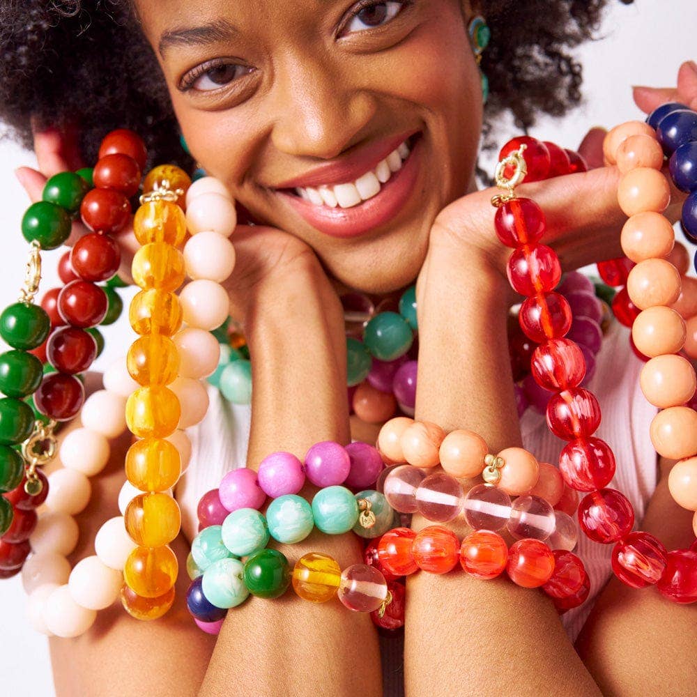 Iris Large Resin Bead Necklace Red